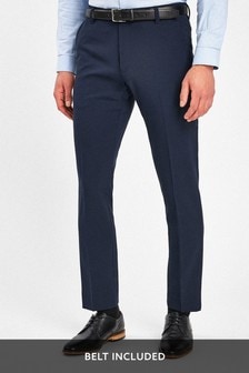 Navy Blue Slim Fit Belted Trousers (671599) | €8