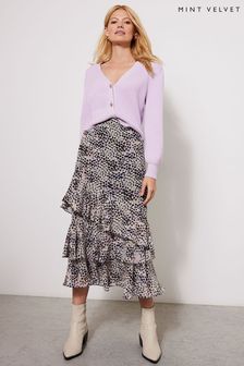 Mint Velvet Purple Willa Print Ruffle Midi Skirt (671703) | €55