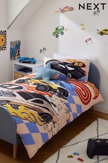 Multi Hot Wheels Reversible Polycotton Duvet Cover and Pillowcase Set (672073) | $45