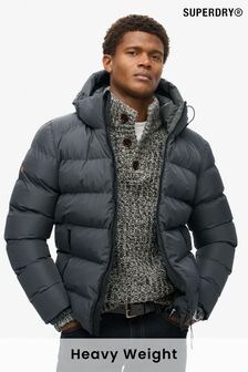 Superdry Grey Hooded Sports Water-Repellent Puffer Coat Jacket (672227) | $163