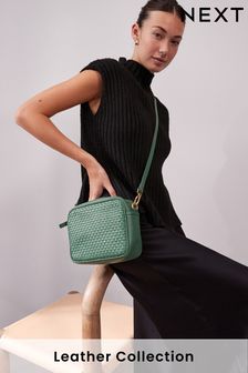 Green Woven Cross-Body Leather Bag (672608) | 141 SAR