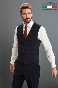 Navy Check Signature Angelico 100% Wool Suit Waistcoat (672796) | 46 €