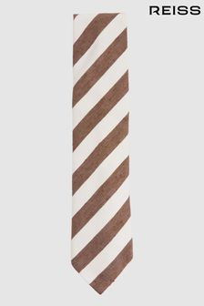 Reiss Chocolate/Ivory Sienna Textured Silk Blend Striped Tie (672989) | €107