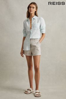Reiss Oatmeal Demi Linen Garment Dyed Shorts (673038) | 750 SAR