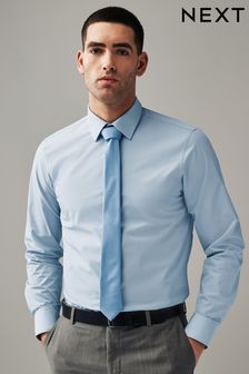 Easy Care Single Cuff Tonal Shirt And Tie Pack
