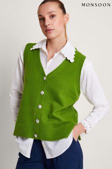 Monsoon Green Bri Knit Sweater Vest (673776) | 272 QAR