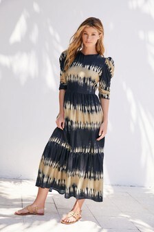 שמלת מידי עם שרוולים תפוחים