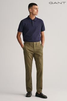 杜松綠色 - Gant修身剪裁棉質斜紋布卡其褲 (674155) | NT$4,670