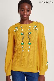 Monsoon Yellow Etta Embroidered Jumper (674231) | AED533