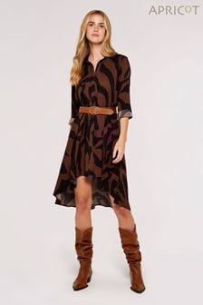 棕色和黑色 - Apricot斑馬紋超大版型高低襬連身裙 (674333) | NT$1,630