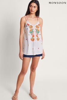 Monsoon White Embroidered Felicity Cami (674356) | €62