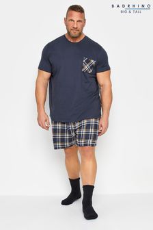 藍色 - Badrhino Big & Tall方格短褲及口袋設計上衣與短褲套裝 (674594) | NT$1,400