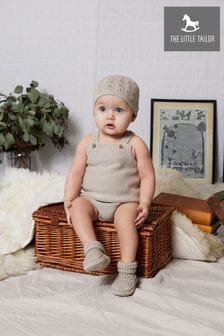 The Little Tailor Cream Fawn Knitted Baby Romper Bodysuit (674604) | $40