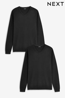 Men s Black V Neck Knitwear Jumpers Cardigans Next Luxembourg