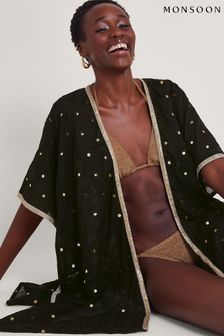 Monsoon Black Sequin Embellished Kimono (674893) | $100