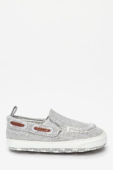Grey Baby Pram Slip-On Boat Shoes (0-24mths) (675065) | $12 - $14