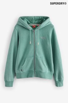 Ölblau - Superdry 100% Cotton Essential Logo Zip Hoodie (675187) | 84 €