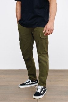 Khaki Green Slim Fit Cotton Stretch Cargo Trousers (675676) | ₪ 89