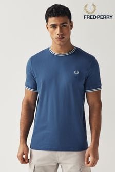 Bleu - Fred Perry T-shirt à double pointe et logo (675772) | €70