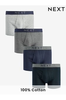 Grey/Navy 4 pack A-Front Pure Cotton Boxers (675888) | $34