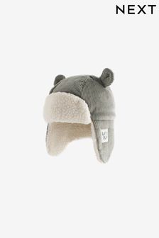Grey Corduroy Bear Trapper Hat (3mths-6yrs) (675964) | €9 - €10