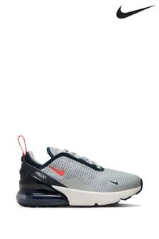 Nike Grey/Red Air Max 270 Junior Trainers (676224) | ₪ 377