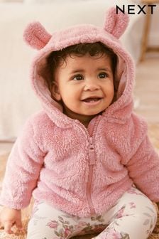 Розовый - Флисовая куртка для малышей из искусственного меха с медвежонком (676588) | €19 - €20