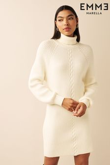 Emme by Marella Cavour Roll Neck Knitted White Mini Dress (676600) | 615 zł