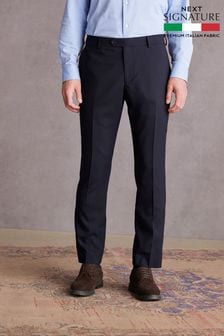 Navy Slim Fit Signature Tollegno Suit: Trousers (676628) | 445 QAR