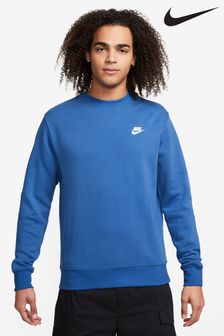 Niebieski/biały - Bluza Nike Club z okrągłym dekoltem (677142) | 172 zł
