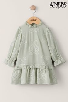 Mamas & Papas Green Dropped Waist Embroidered Dress (677766) | €24