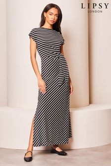 Lipsy Black Short Sleeve Tie Side Midi Dress (677917) | KRW75,700