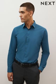Сине-зеленый - Зауженный крой, прямые манжеты - Рубашка с одним манжетом из легкой в уходе ткани (678020) | €15