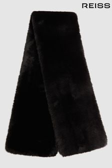 Reiss Black Francesca Faux Fur Scarf (678697) | €82