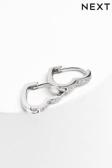 標準純銀 - 鑲方晶鋯石心形圈狀耳環 (678704) | HK$170