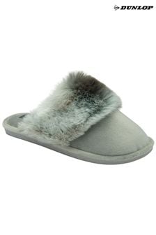 Dunlop Green Ladies Closed Toe Faux Fur Mule Slippers (678831) | €28