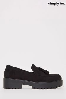 Simply Be Classic Chunky Sole Black Loafers in Extra Wide Fit (678849) | €21.50