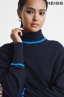 深藍／藍 - Reiss Alexis 羊毛Blend高翻领套衫 (678850) | NT$7,080