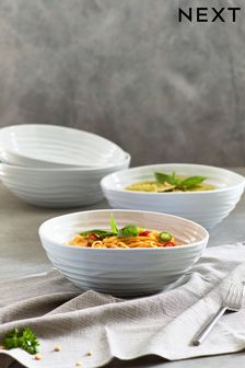 Set of 4 White Malvern Organic Shaped Pasta Bowls