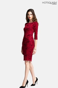 Czerwona koronkowa sukienka z długim rękawem HotSquash (679405) | 330 zł