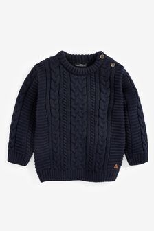 Navy Blue Cable Crew Jumper (3mths-7yrs) (679551) | $22 - $26