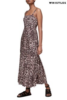 Whistles Leopard Print Tiered Midi Dress (679698) | ₪ 518