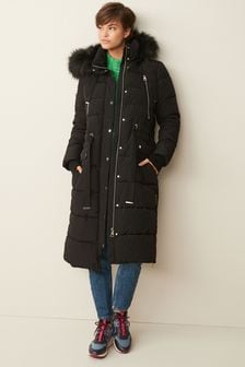 Black Longline Glam Padded Coat (679791) | $182