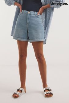 Simply Be Blue Super Lightwash 24/7 Mid Shorts (679904) | $55