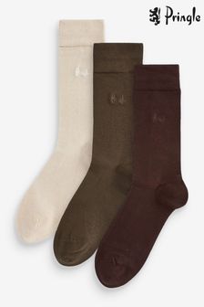 Pringle Brown Plain Bamboo Socks (680225) | LEI 84