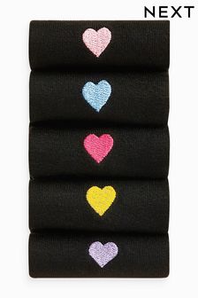 Heart Embroidered Motif Ankle Socks 5 Pack (680243) | $15