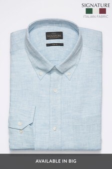 Light Blue Slim Fit Single Cuff Signature Nova Fides Linen Shirt (680359) | 15 €