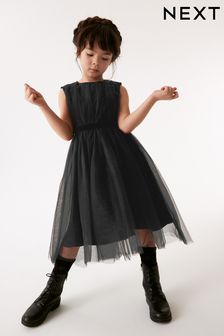 Black Mesh Tie Back Party Dress (3-16yrs) (680992) | NT$1,110 - NT$1,380