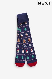 Navy Blue Cotton Rich Christmas Tights (681430) | €3.50 - €4