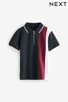 Navy/ Red Colourblock Short Sleeve 100% Cotton Polo Shirt (3-16yrs) (681509) | €12 - €15